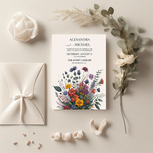 Convites Boho Colorful Watercolor Wildflower Wedding