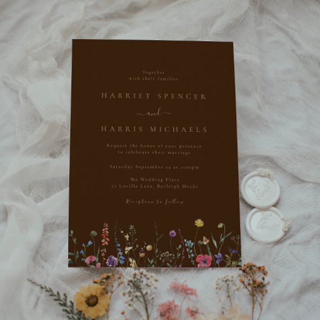 Convites Boho Colorful Wildflower Wedding (Criador carregado)