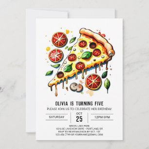 Convites Boho Comida Pizza Birthday