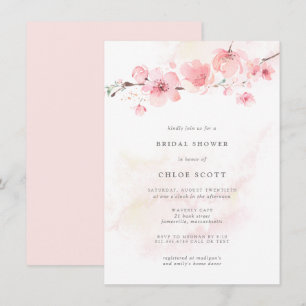 Convites Boho cora chá de panela floral cor-de-rosa