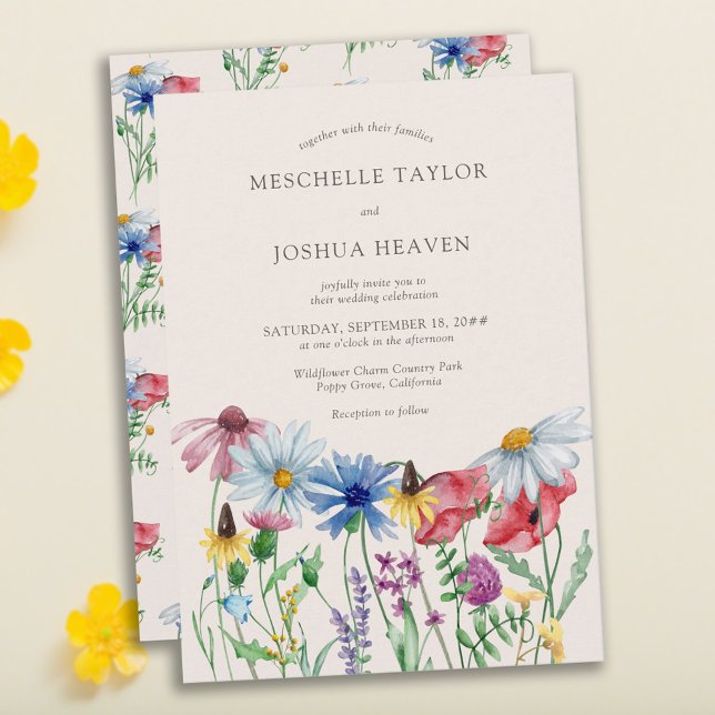 Convites Boho Country Floral (Charming and romantic floral wedding invitation)