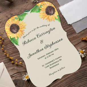 Convites Boho Country Girassóis Curvos Casamento