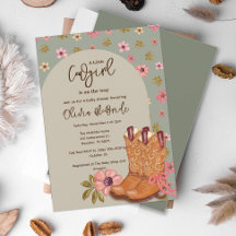 Boho Cowgirl Flowers Boots Chá de fraldas Ocidenta