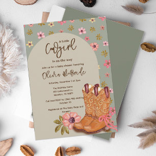 Convites Boho Cowgirl Flowers Boots Chá de fraldas Ocidenta