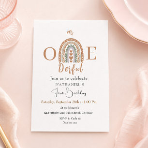 Convites Boho Cute Aniversário Maravilhoso Arco-íris