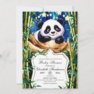 Convites Boho Cute Baby Panda Chá de fraldas
