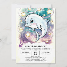 Boho Cute Kids Dolphin Aniversário