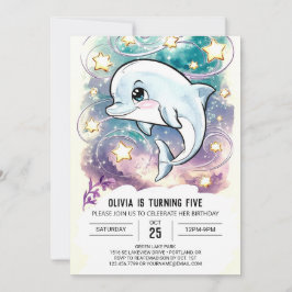 Convites Boho Cute Kids Dolphin Aniversário
