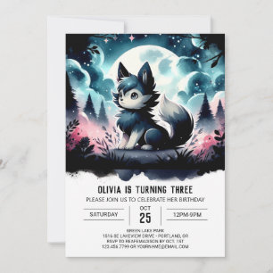 Convites Boho Cute Wolf Birthday