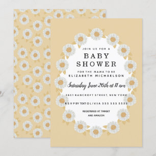 Convites Boho Daisies - Chá de fraldas Amarelo de Menininha