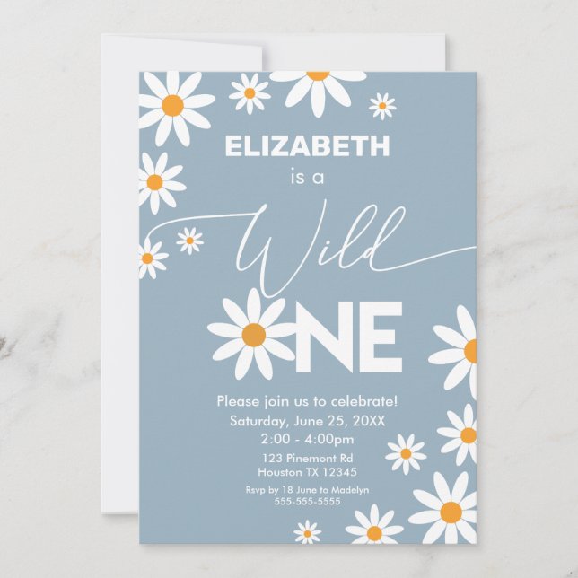 Convites Boho Daisies Wild One Birthday Party invitation (Frente)