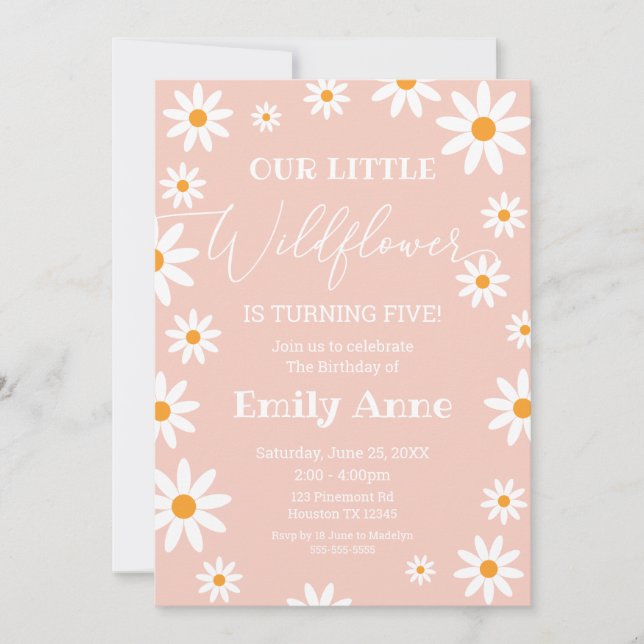 Convites Boho Daisies Wildflower Birthday party invitation (Frente)