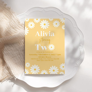 Convites Boho Daisy Dois Floral Dourado Boêmio 2º Aniversár