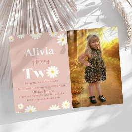Convites Boho Daisy Dois segundo aniversário Bohemiano Rosa