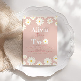 Convites Boho Daisy Dois segundo aniversário Bohemiano Rosa