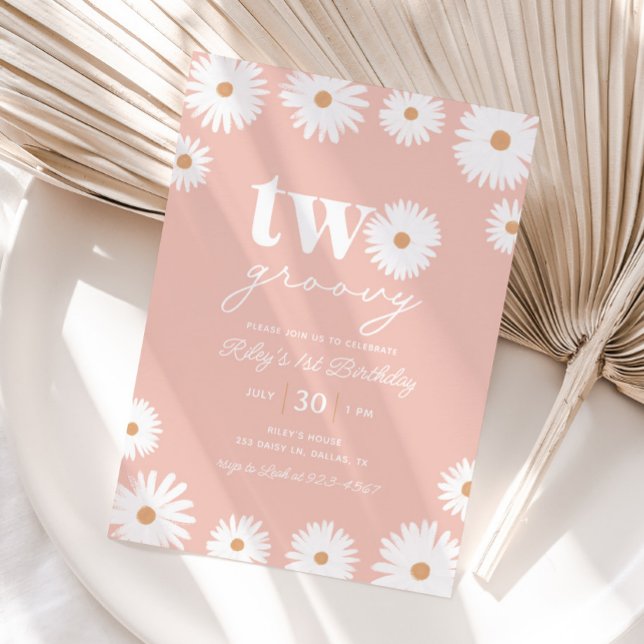 Convites Boho Daisy, dois segundos aniversários de Groovy (Criador carregado)