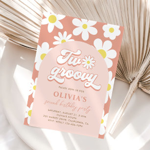 Convites Boho Daisy, dois segundos aniversários de Groovy