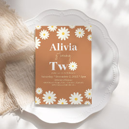 Convites Boho Daisy Two Floral Brown Bohemian segundo anive