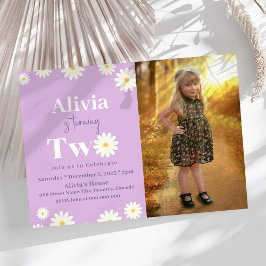 Convites Boho Daisy Two Floral Purple Bohemian segundo aniv