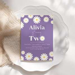 Convites Boho Daisy Two Floral Purple Bohemian segundo aniv