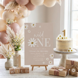 Convites Boho Daisy Wild One Primeiro Aniversário
