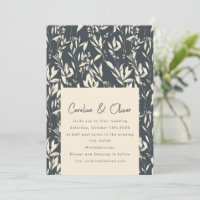 Boho Dark Moody Black Botanical Sketch Wedch