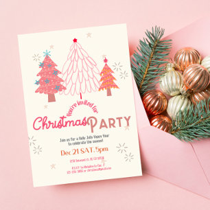Convites Boho de árvore de Natal rosa