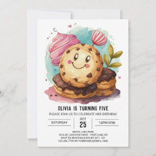 Convites Boho de Diversão de Aquarela Cookies Aniversário
