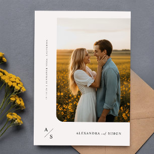 Convites Boho de Orçamento Casamento Monograma Minimalista