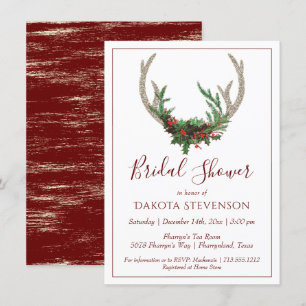 Convites Boho Deer Antlers Chá de panela de Natal russo