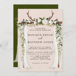 Convites Boho Deer Antlers White Canopy Rustic