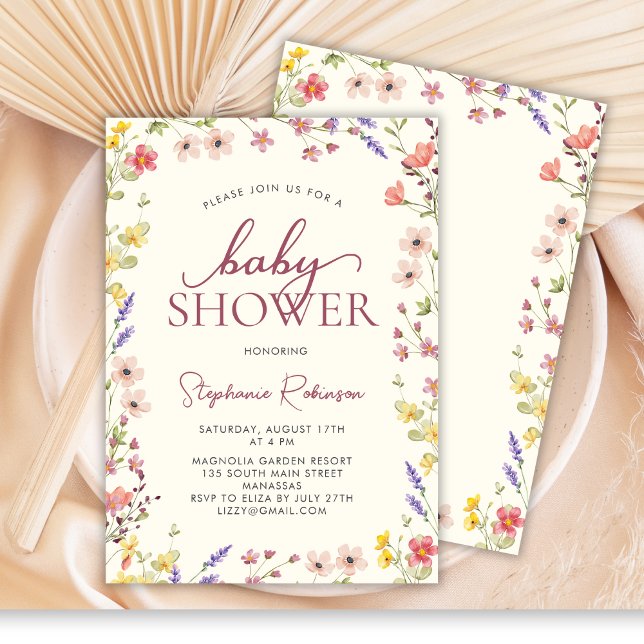 Convites Boho Delicate Chá de fraldas De Marinha Selvagem (Criador carregado)