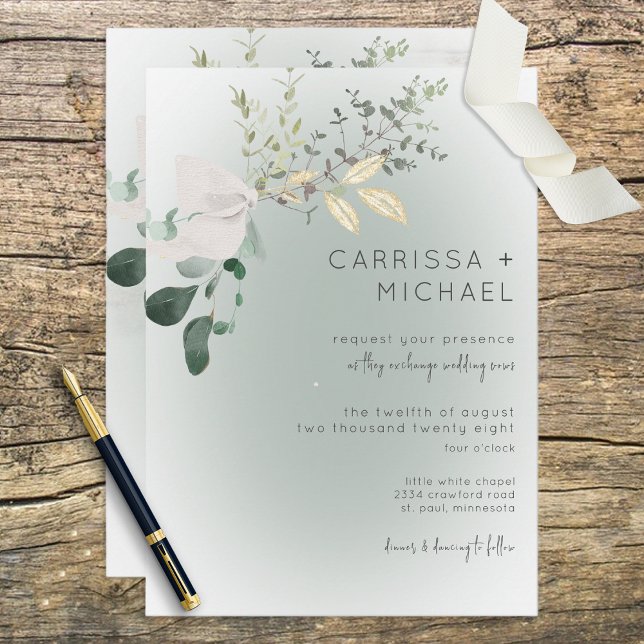 Convites Boho Delicate Greenery Modern Wedding (Criador carregado)