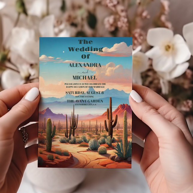 Convites Boho Desert Cactus - Casamento Ilustrado (Criador carregado)