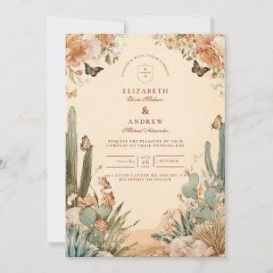 Convites Boho Desert Cactus Floral Wedding