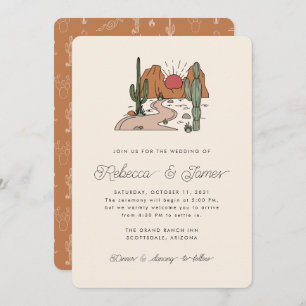 Convites Boho Desert Cactus Modern Script Wedding