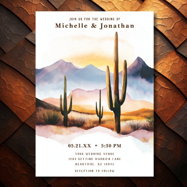 Convites Boho Desert Cactus Western Wedding (Front - Boho Desert Cactus Western Wedding Invitation)