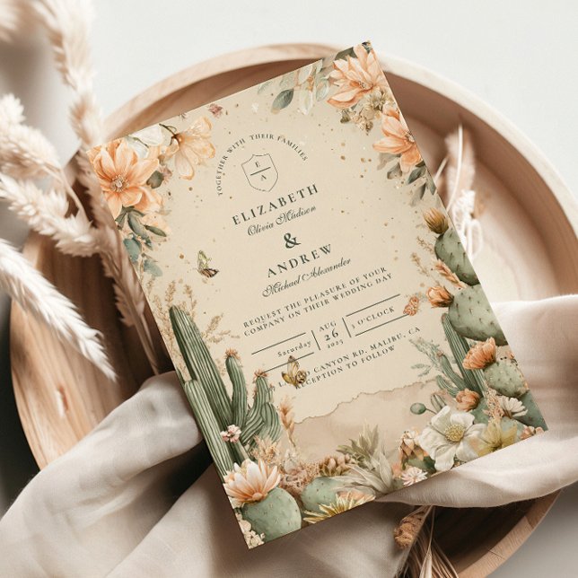 Convites Boho Desert Mountain Cactus Wedding (Criador carregado)
