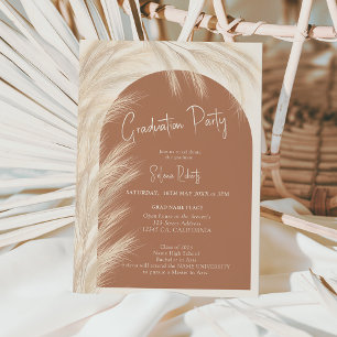 Convites Boho desert pampas, graduação em aquarela