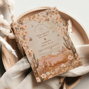 Convites Boho Desert Sunset Cactus Wedding