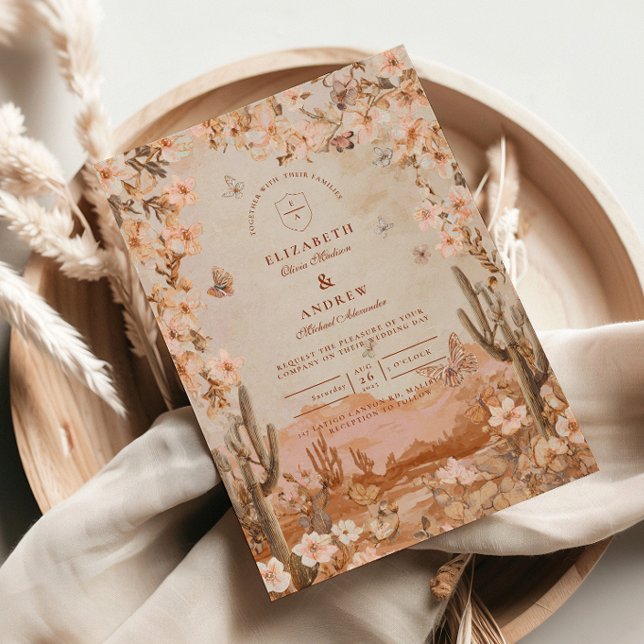 Convites Boho Desert Sunset Cactus Wedding (Criador carregado)