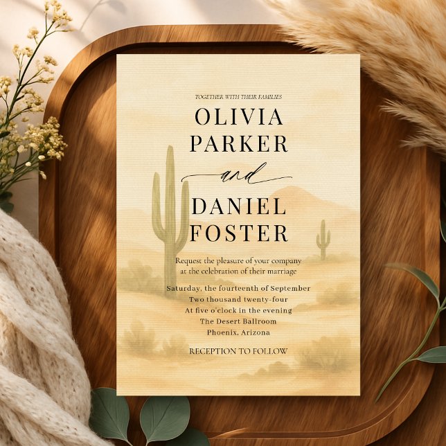 Convites Boho Desert Watercolor Destination Wedding  (Criador carregado)