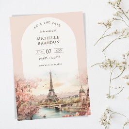 Convites Boho Destination Wedding Paris Eiffel Tower French