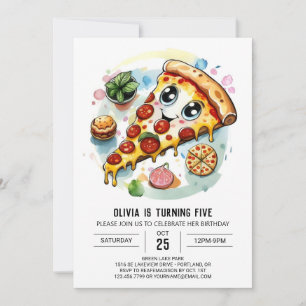 Convites Boho Digital Pizza Birthday