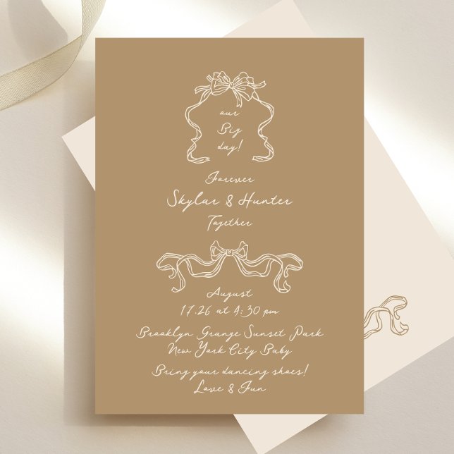 Convites Boho Doodle Handwrite Retro Creams Casamento (Criador carregado)