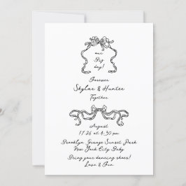 Convites Boho Doodle Letra Preta e Branco Manuscrito Simple