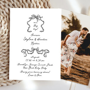 Convites Boho Doodle Letra Preta e Branco Manuscrito Simple