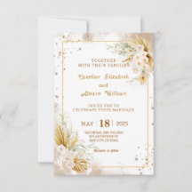 Boho Dourado Brilho Grama Pampas & Orquídea Casame