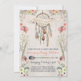 Convites Boho Dream Catcher Rustic Baby Shower Invants