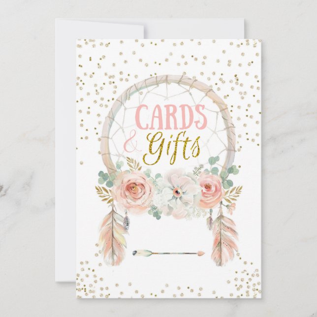 Convites Boho Dreamcatcher Cards Gifs Sinal 5x7" (Frente)